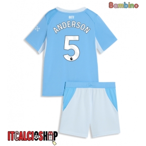 Manchester City Elliot Anderson #5 Prima Maglia Bambino 2026-27 Manica Corta (+ Pantaloni corti)